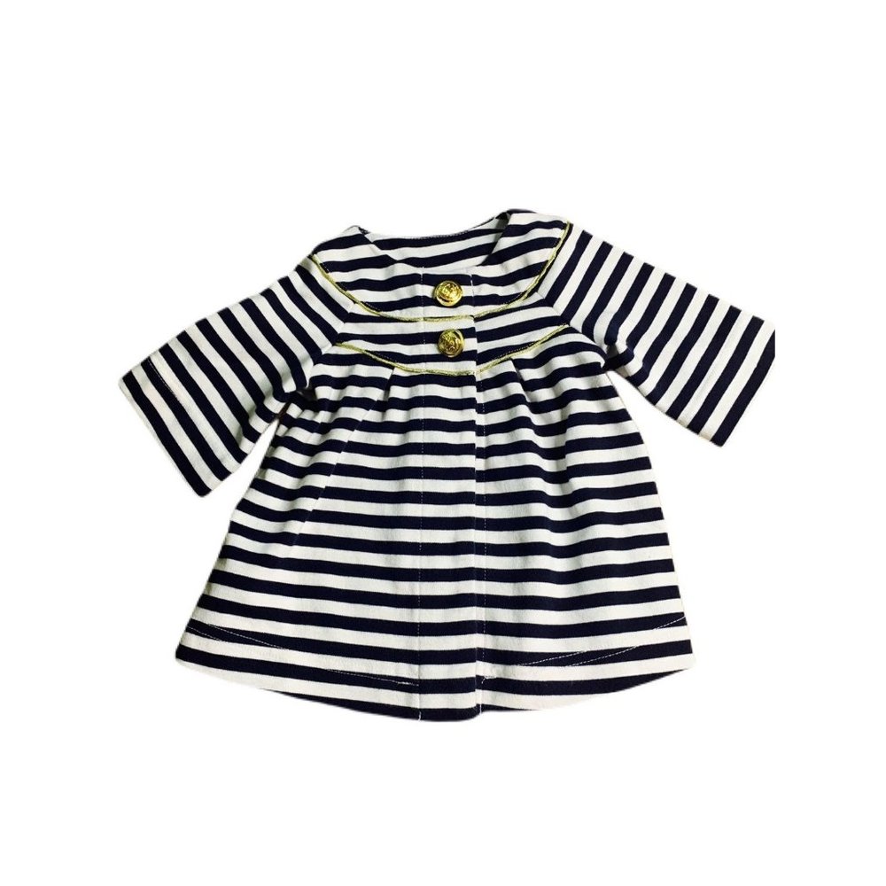 Savannah Baby Girl Navy Blue White Stripe Nautical Coat 12M